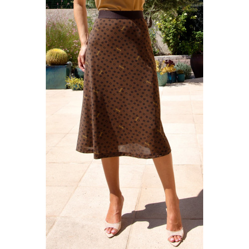 Пола от леко трико Mocha Retro Print