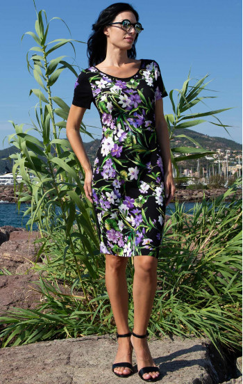 Лятна рокля от трико Black Violet Flowers [1]