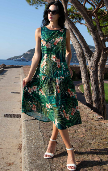 Миди лятна рокля Tropical Green Garden [1]