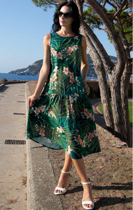 Миди лятна рокля Tropical Green Garden [1]