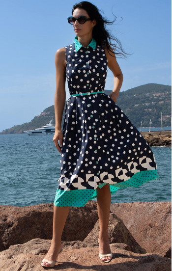 Памучна рокля Navy & Graphic Polka