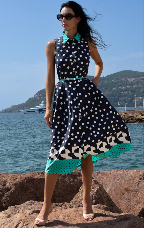 Памучна рокля Navy &amp; Graphic Polka