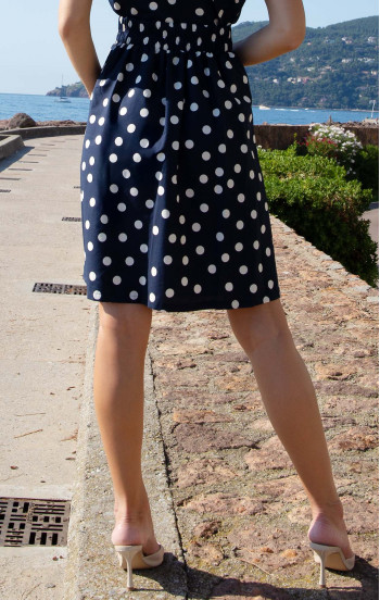 Разкроена памучна пола Navy Polka Dots [1]