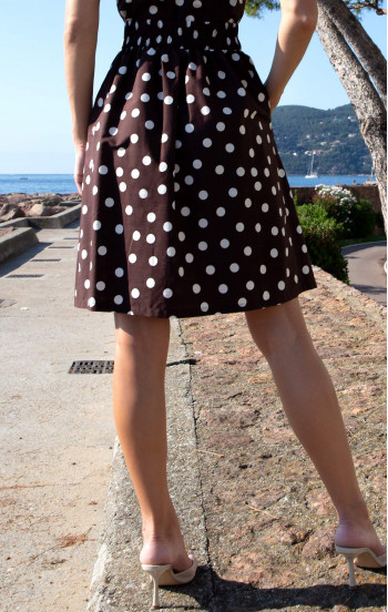 Разкроена памучна пола Chocolate Polka Dots [1]