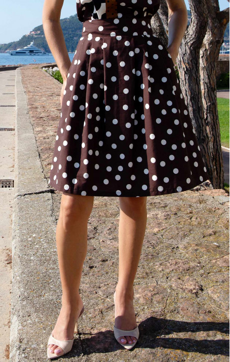 Разкроена памучна пола Chocolate Polka Dots