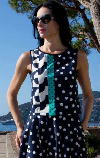 Памучен топ Navy & Graphic Polka
