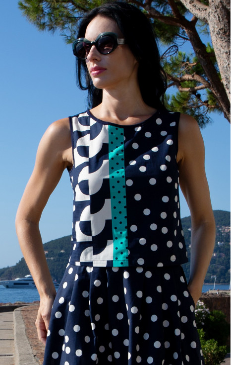 Памучен топ Navy & Graphic Polka