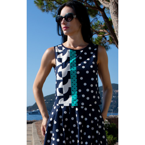 Памучен топ Navy & Graphic Polka