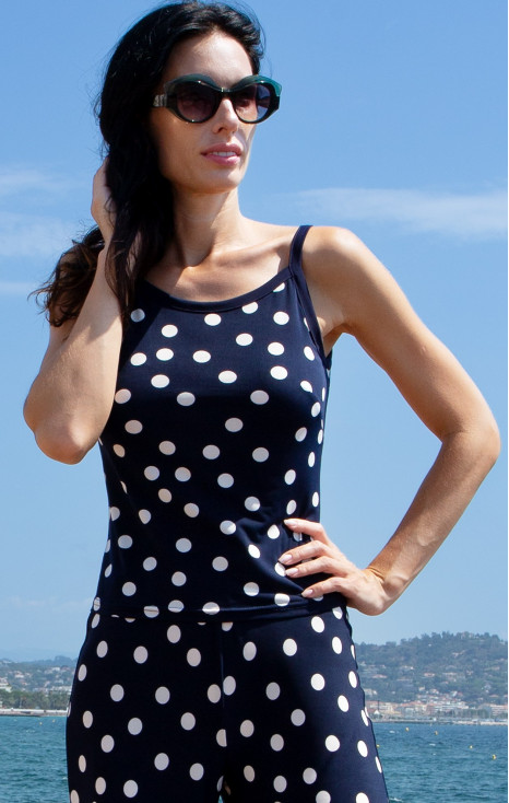 Топ с презрамки от жарсе Navy & Graphic Polka