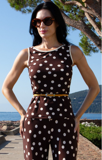 Топ от жарсе Chocolate & Graphic Polka