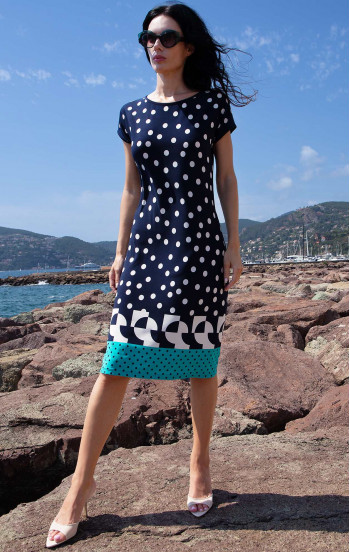 Рокля от жарсе Navy & Graphic Polka