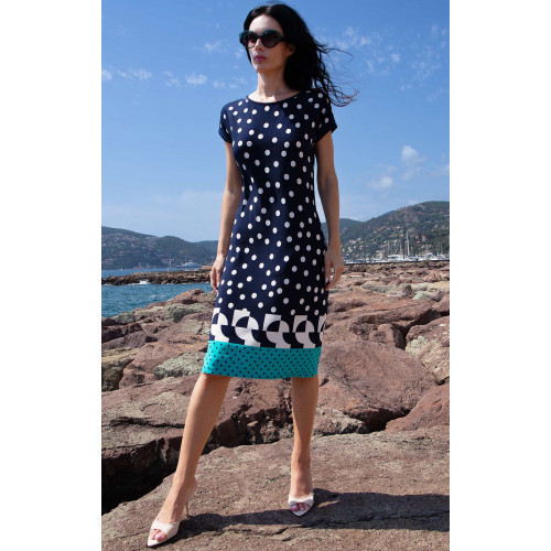 Рокля от жарсе Navy & Graphic Polka