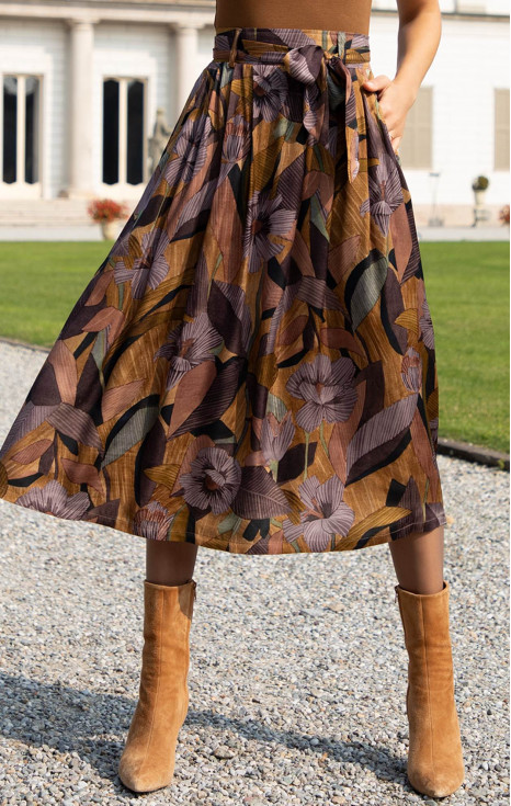 Пола от сатенирана вискоза Autumn Floral