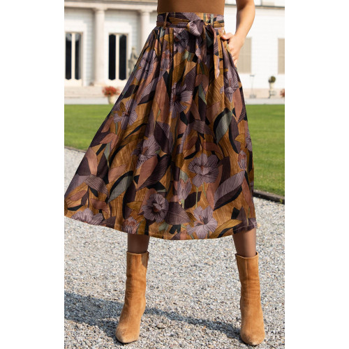 Пола от сатенирана вискоза Autumn Floral