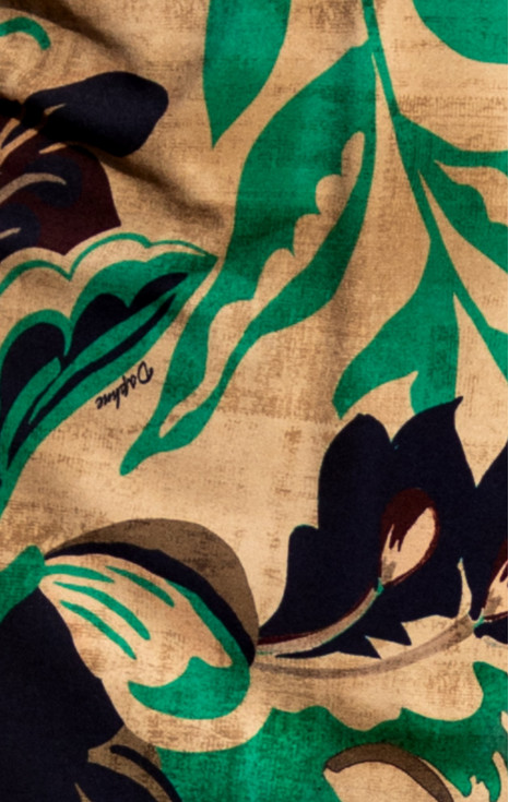 Рокля от луксозно жарсе Abstract Emerald Leaves