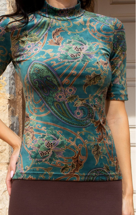 Блуза от кадифе с десен Emerald Paisley